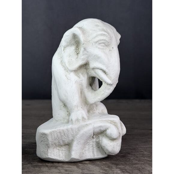 Vintage Elephant Gargoyle Sculpture Mythical Creature Statue Plaster 5.5” - Picture 3 of 8